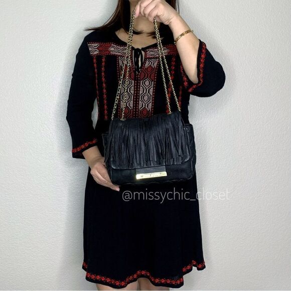 Steve Madden Black Fringe Crossbody/Shoulder Bag - Picture 5 of 14